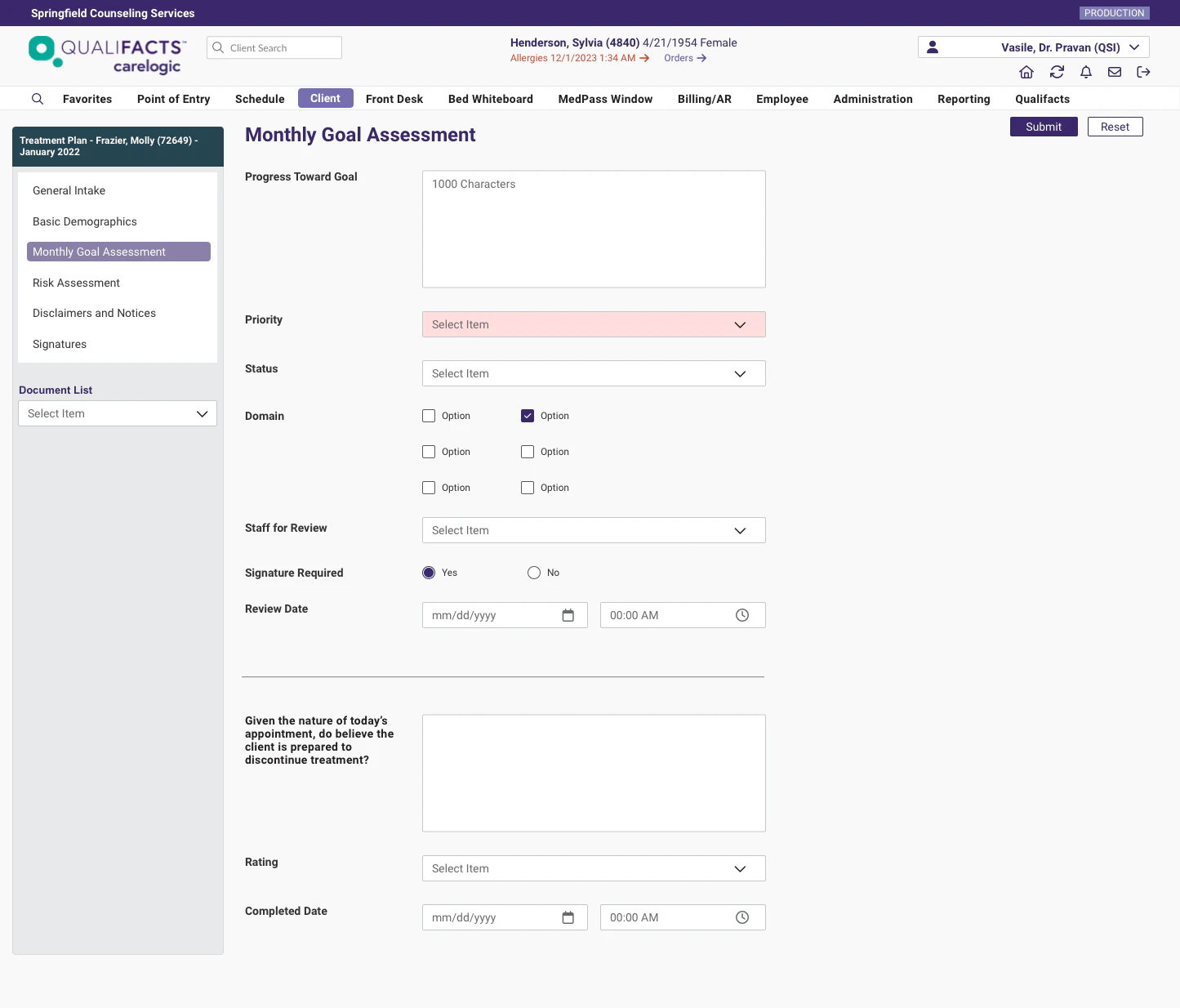 screenshot of Qualifacts CareLogic